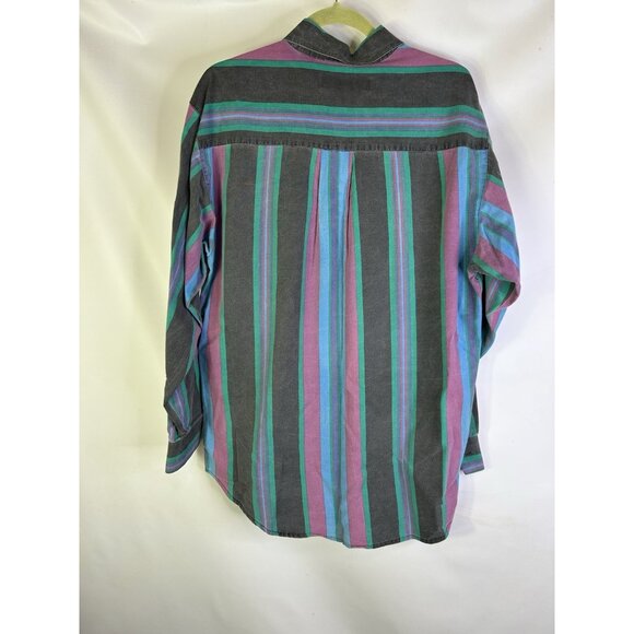 Vintage 90s Rainbow Stripe Faded Button Front Shirt Streetwear - Picture 6 of 6